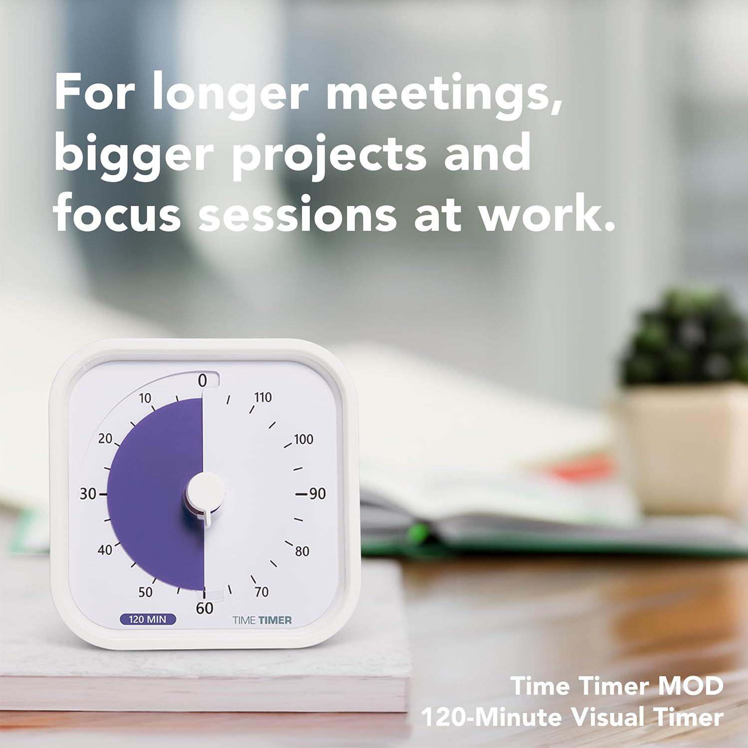 image:imageTIME TIMER 120 Minute MOD Education Edition Visual Timer with Desktop Software for Kids Classroom Learning Testing Timer Study Tool and Office Meetings with Silent Operation White 120min35 x 35