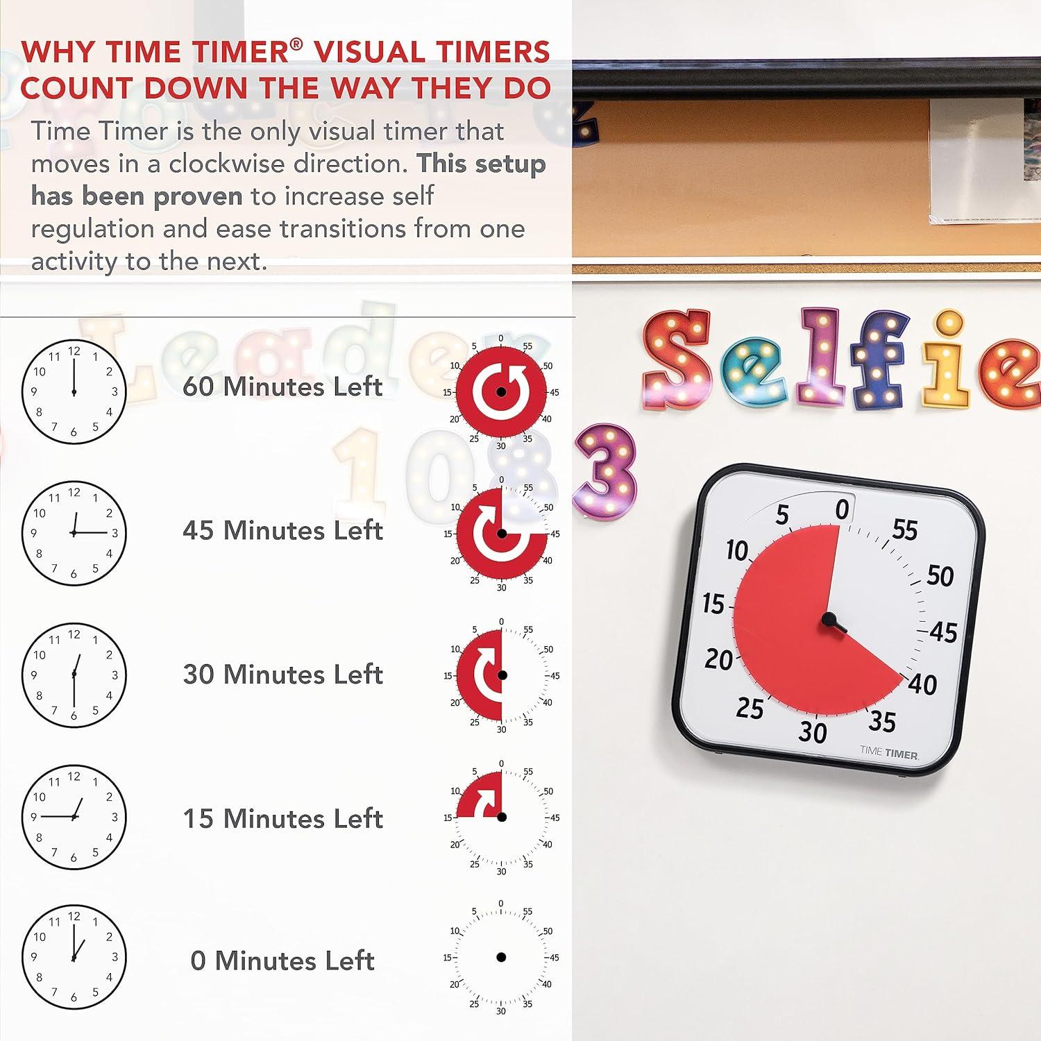 image:imageTIME TIMER 8 inch Visual Timer 60 Minute Kids Desk Countdown Clock with Dry Erase Activity Card Also Magnetic for Kids Classroom Homeschooling Study Tool Task Reminder Home and Kitchen TimerBlack Red