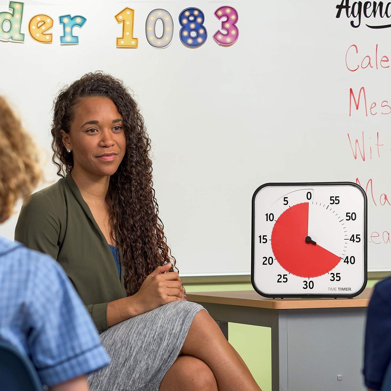image:imageTIME TIMER 8 inch Visual Timer 60 Minute Kids Desk Countdown Clock with Dry Erase Activity Card Also Magnetic for Kids Classroom Homeschooling Study Tool Task Reminder Home and Kitchen TimerBlack Red