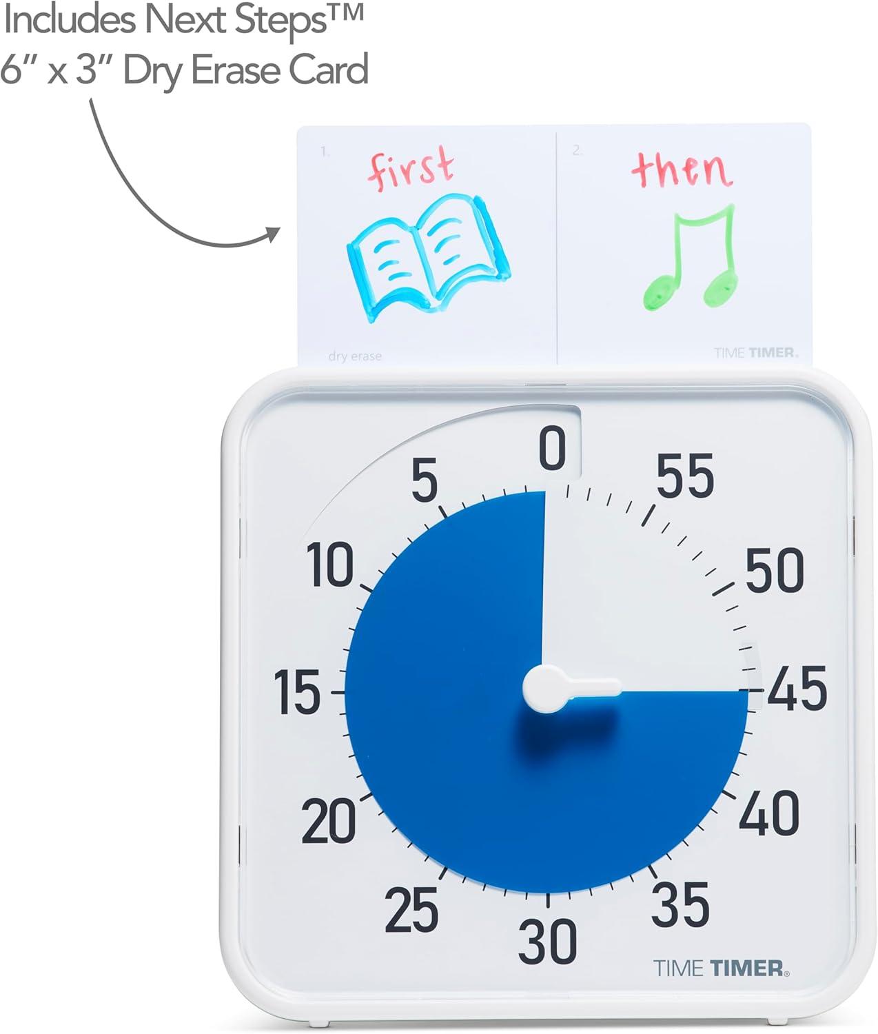 image:imageTIME TIMER 8 inch Visual Timer 60 Minute Kids Desk Countdown Clock with Dry Erase Activity Card Also Magnetic for Kids Classroom Homeschooling Study Tool Task Reminder Home and Kitchen TimerBlue White