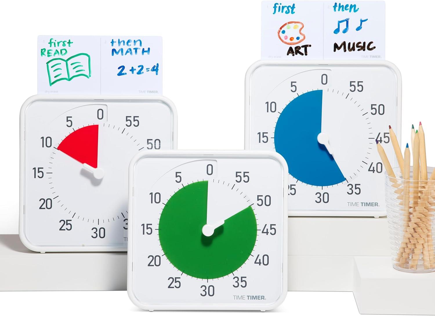 image:imageTIME TIMER 8 inch Visual Timer 60 Minute Kids Desk Countdown Clock with Dry Erase Activity Card Also Magnetic for Kids Classroom Homeschooling Study Tool Task Reminder Home and Kitchen TimerBlue White