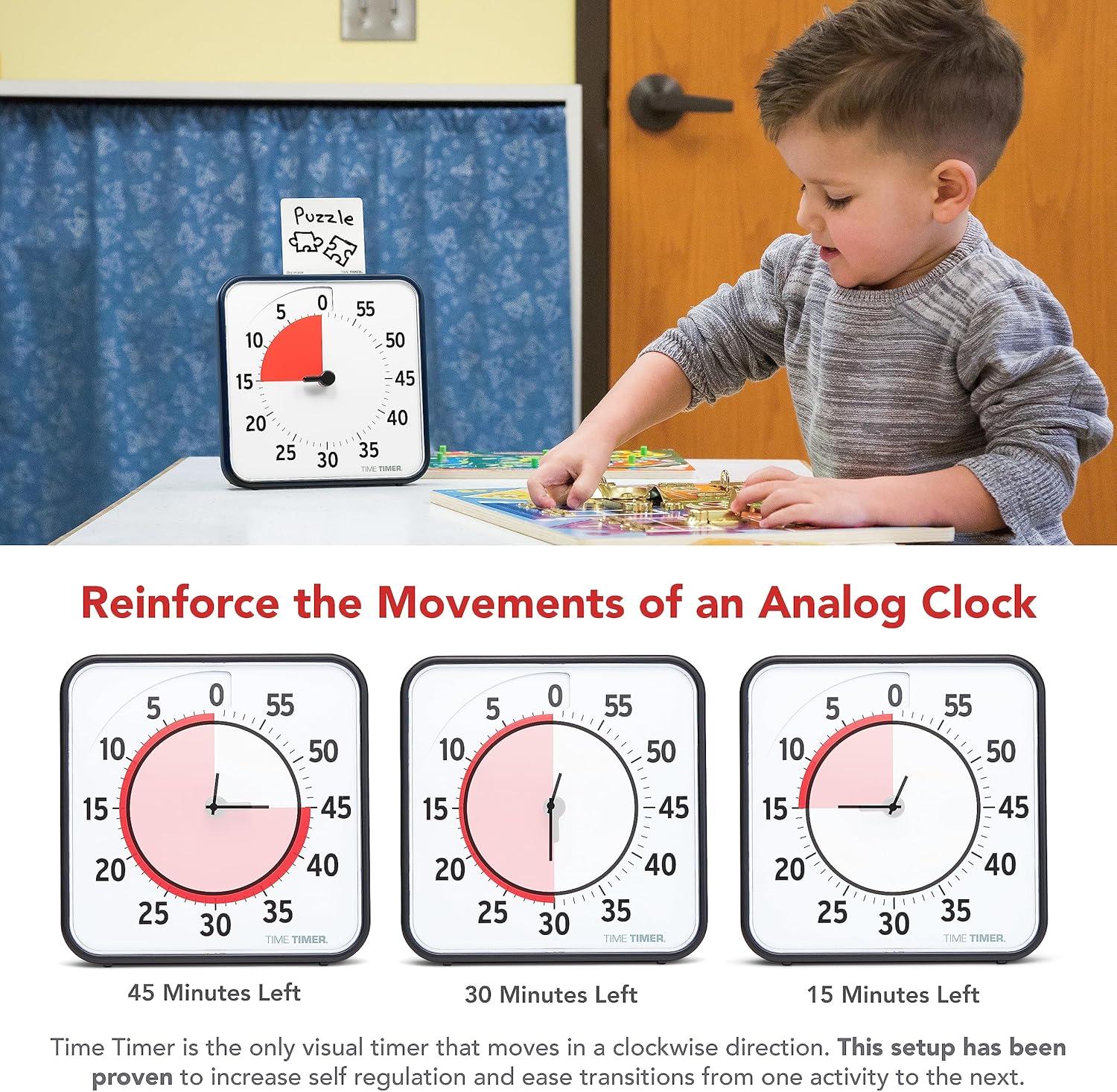 image:imageTIME TIMER 8 inch Visual Timer 60 Minute Kids Desk Countdown Clock with Dry Erase Activity Card Also Magnetic for Kids Classroom Homeschooling Study Tool Task Reminder Home and Kitchen TimerBlack Red