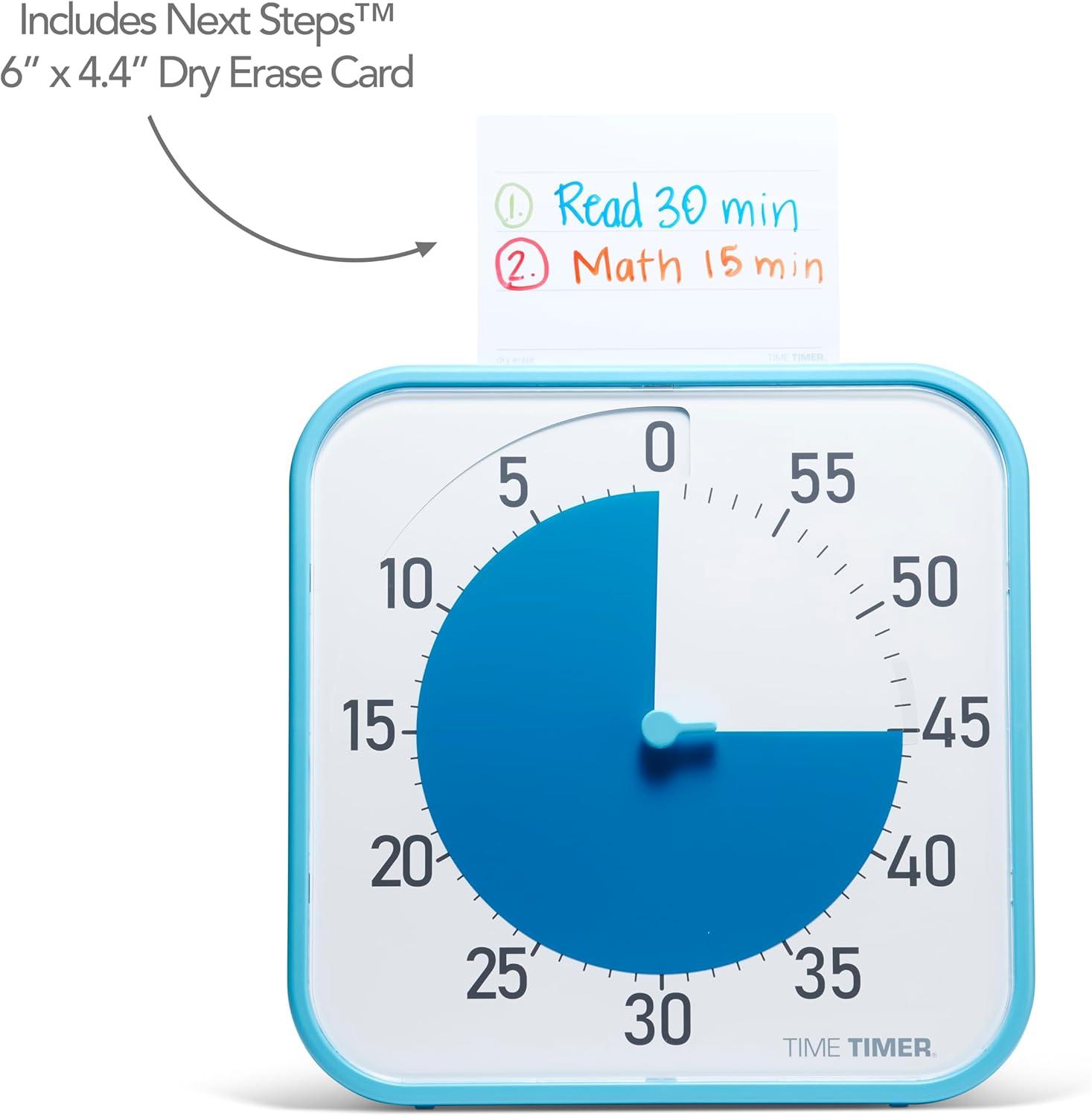 image:imageTIME TIMER 8 inch Visual Timer 60 Minute Kids Desk Countdown Clock with Dry Erase Activity Card Also Magnetic for Kids Classroom Homeschooling Study Tool Task Reminder Home and Kitchen TimerBlue White