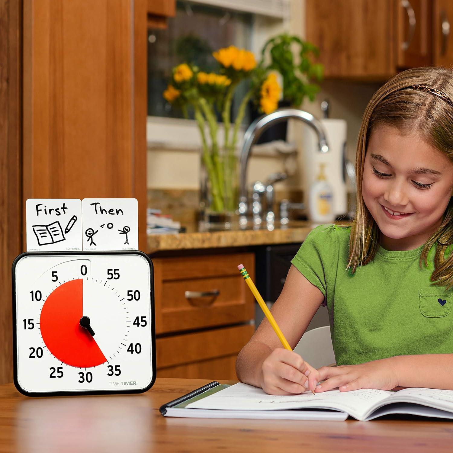 image:imageTIME TIMER 8 inch Visual Timer 60 Minute Kids Desk Countdown Clock with Dry Erase Activity Card Also Magnetic for Kids Classroom Homeschooling Study Tool Task Reminder Home and Kitchen TimerBlack Red