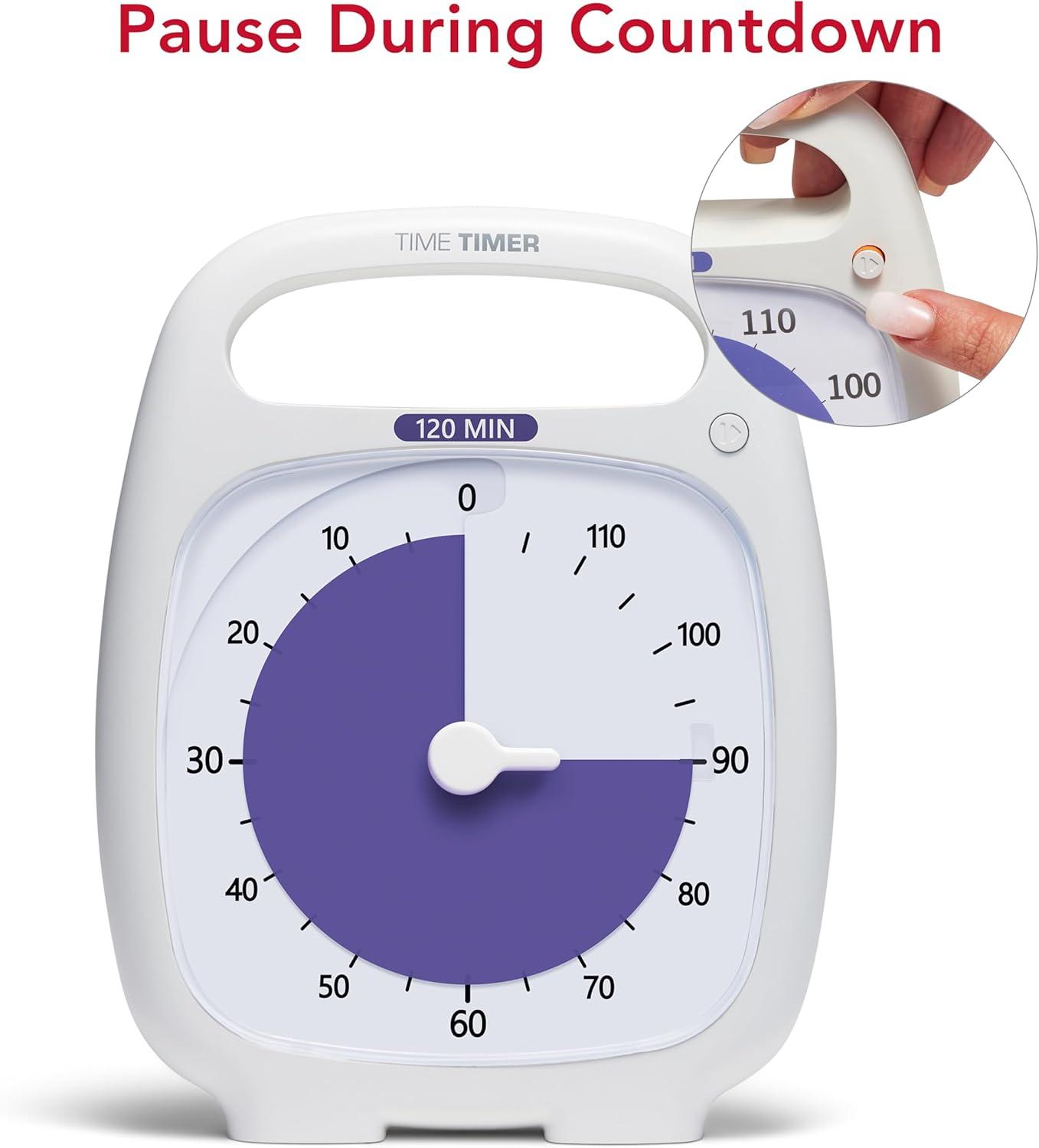 image:imageTIME TIMER Plus 60 Minute Desk Visual Timer Countdown Timer with Portable Handle for Classroom Office Homeschooling Study Tool with Silent Operation Charcoal120 Minutes