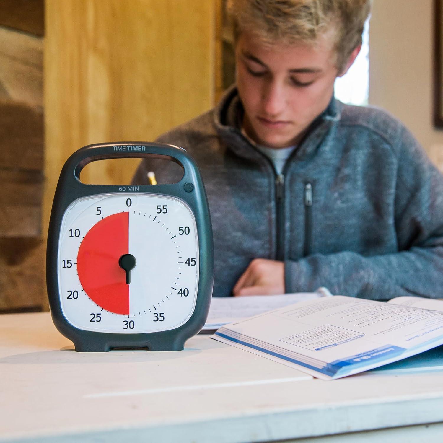 image:imageTIME TIMER Plus 60 Minute Desk Visual Timer Countdown Timer with Portable Handle for Classroom Office Homeschooling Study Tool with Silent Operation Charcoal60 Minute Gray