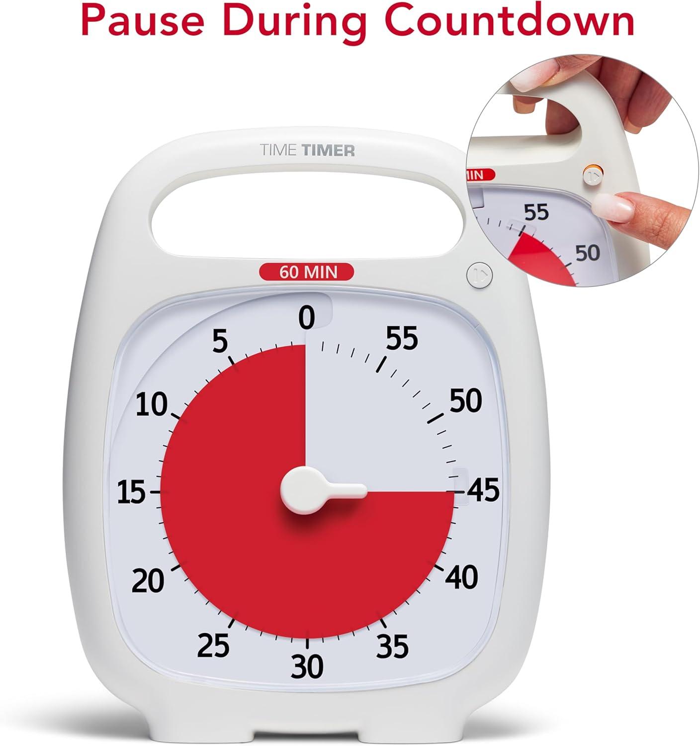 image:imageTIME TIMER Plus 60 Minute Desk Visual Timer Countdown Timer with Portable Handle for Classroom Office Homeschooling Study Tool with Silent Operation Charcoal60 Minute White
