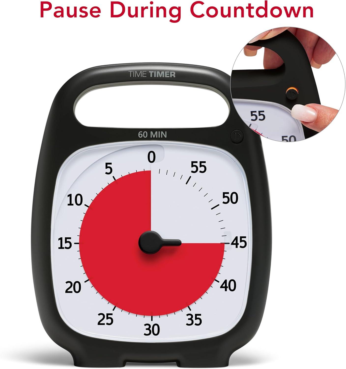image:imageTIME TIMER Plus 60 Minute Desk Visual Timer Countdown Timer with Portable Handle for Classroom Office Homeschooling Study Tool with Silent Operation Charcoal60 Minute Gray