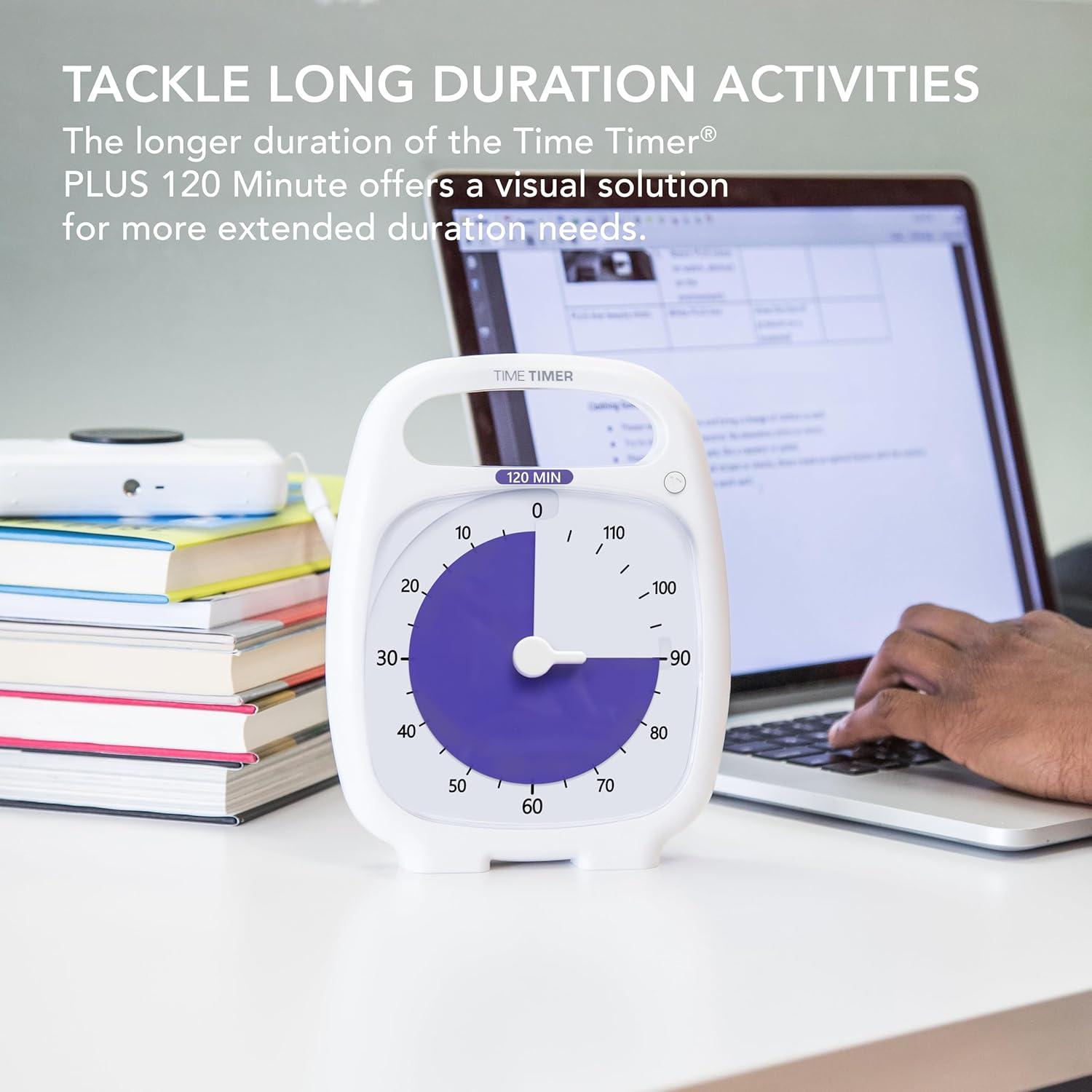 image:imageTIME TIMER Plus 60 Minute Desk Visual Timer Countdown Timer with Portable Handle for Classroom Office Homeschooling Study Tool with Silent Operation Charcoal120 Minutes