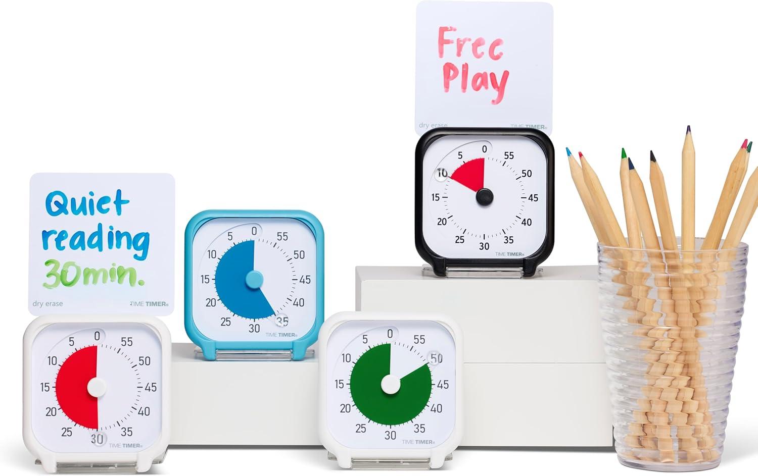 image:imageTime Timer 3 inch Visual Timer 60 Minute Kids Desk Countdown Clock with Dry Erase Activity Card and Desktop App Access for Kids Classroom Homeschool Study Tool Task Reminder Home and KitchenWhite Red