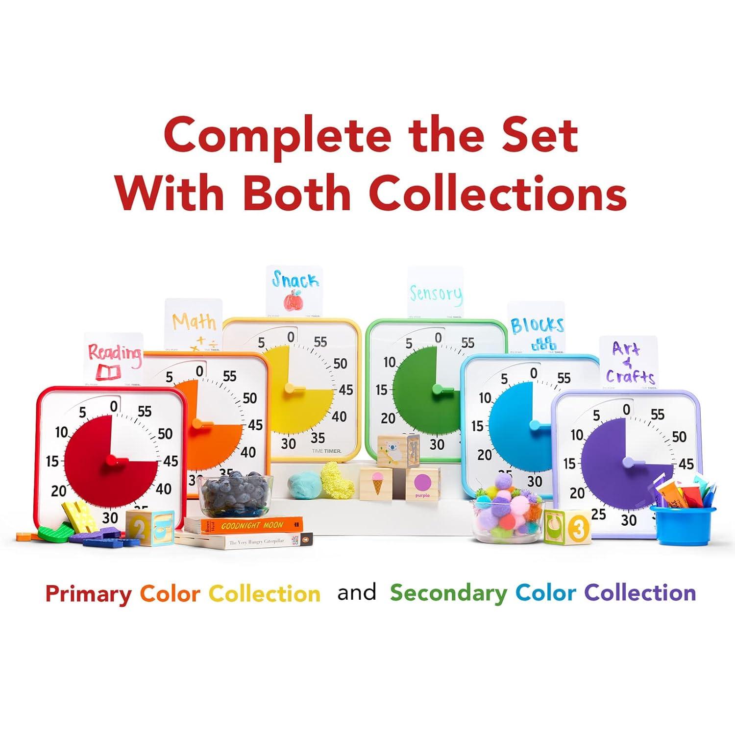 image:imageTime Timer 8 Inch Learning Center Classroom Set 60 Minute Visual Timer for Kids with Dry Erase Activity Cards for Kids Classroom Learning Centers and Teachers Desk Clock Secondary 3PackPrimary