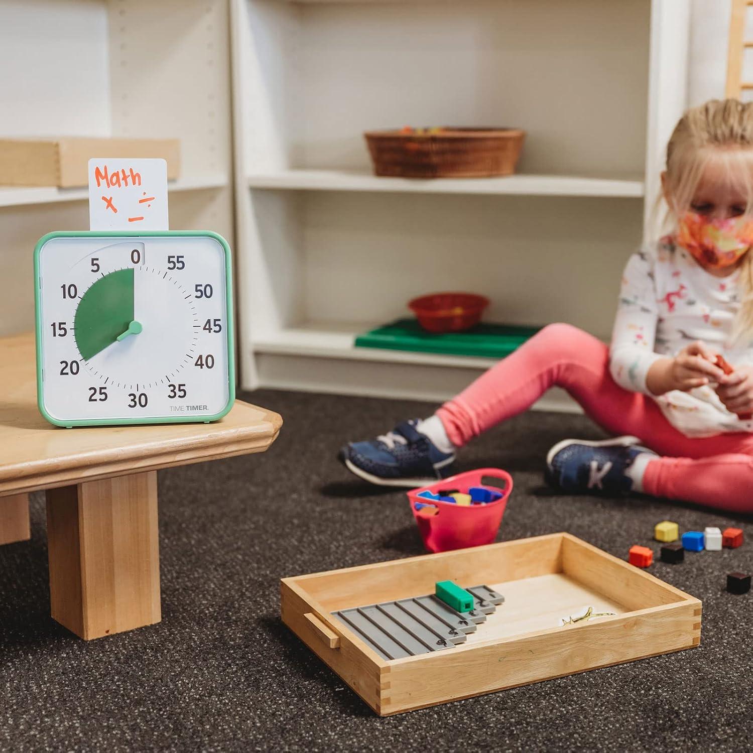 image:imageTime Timer 8 Inch Learning Center Classroom Set 60 Minute Visual Timer for Kids with Dry Erase Activity Cards for Kids Classroom Learning Centers and Teachers Desk Clock Secondary 3PackSecondary