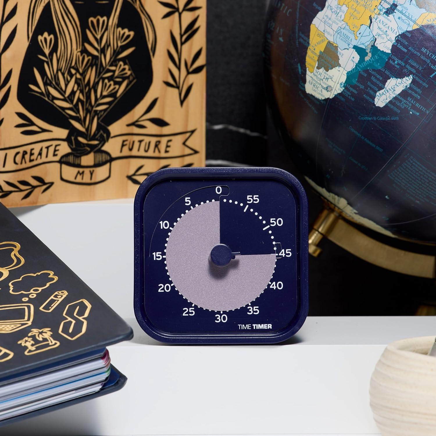 image:imageTime Timer MOD Home Edition Individual Sized 60 Minute Visual Countdown Timer for ADHD Adults Students and Pomodoro with Silent Operation Metallic MidnightIndigo