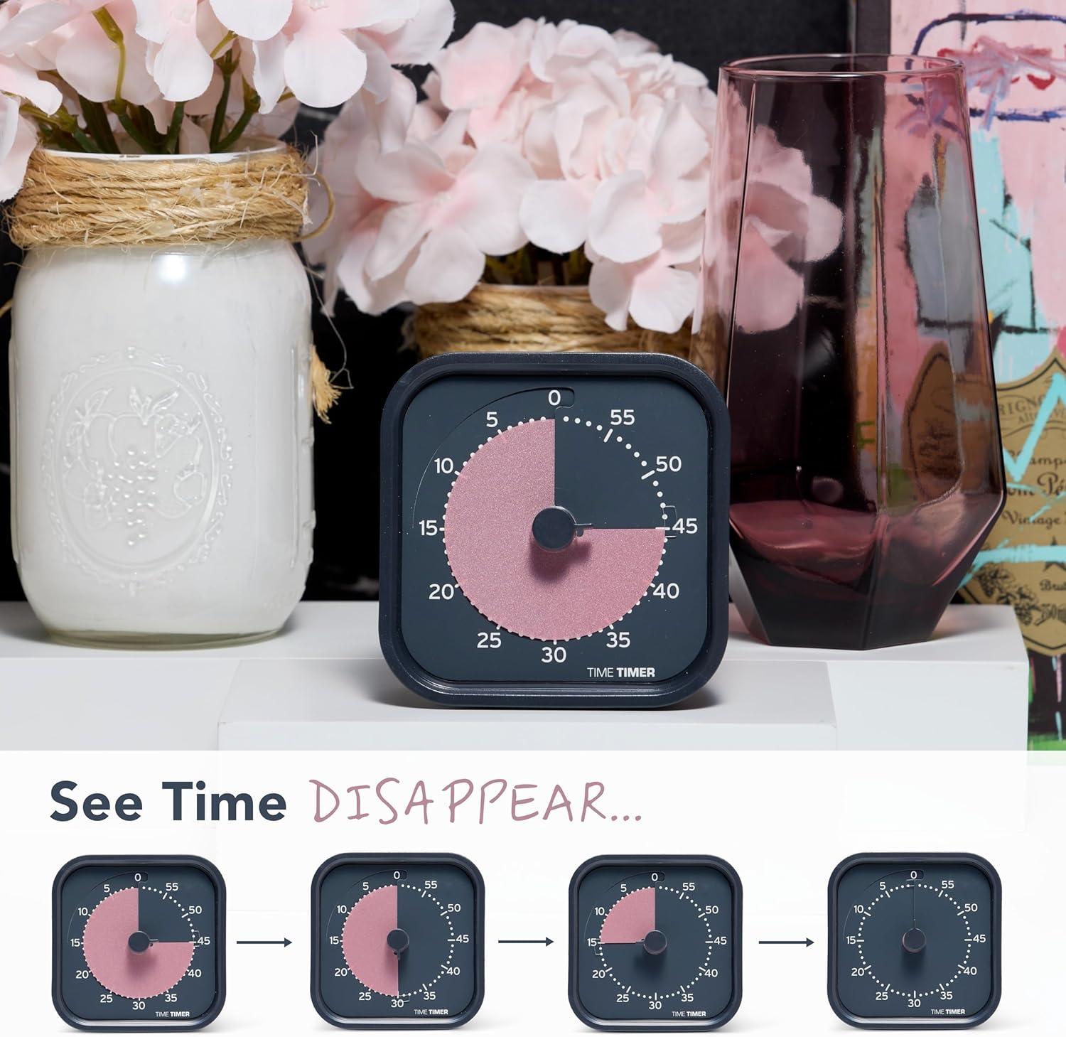 image:imageTime Timer MOD Home Edition Individual Sized 60 Minute Visual Countdown Timer for ADHD Adults Students and Pomodoro with Silent Operation Metallic MidnightStorm