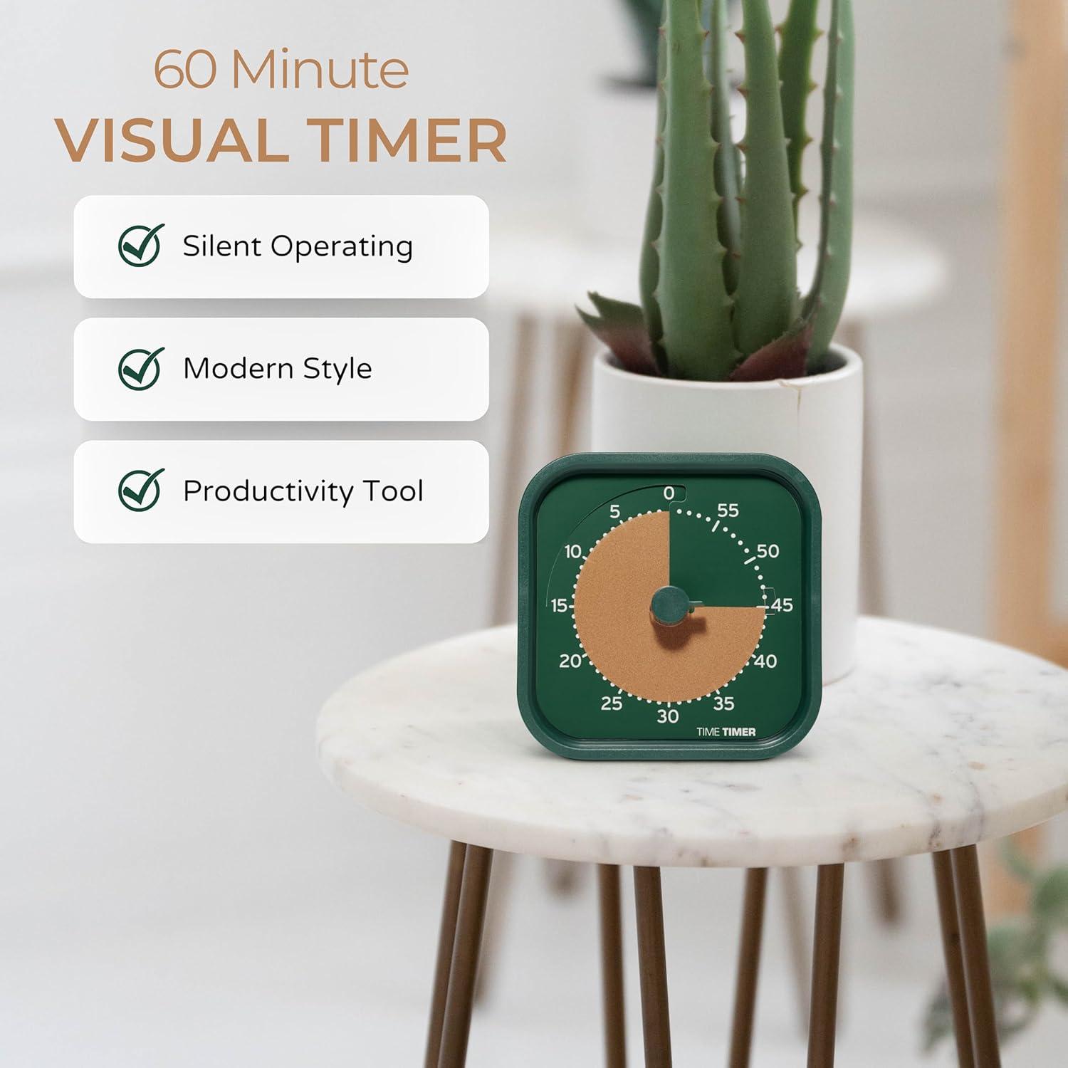 image:imageTime Timer MOD Home Edition Individual Sized 60 Minute Visual Countdown Timer for ADHD Adults Students and Pomodoro with Silent Operation Metallic MidnightForest