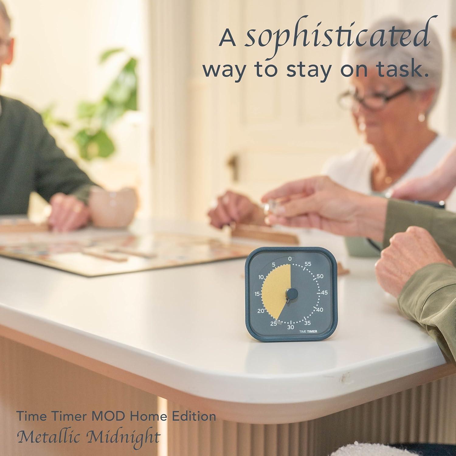 image:imageTime Timer MOD Home Edition Individual Sized 60 Minute Visual Countdown Timer for ADHD Adults Students and Pomodoro with Silent Operation Metallic MidnightMidnight
