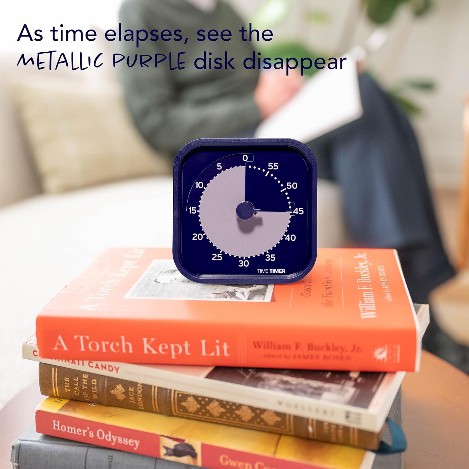 image:imageTime Timer MOD Home Edition Individual Sized 60 Minute Visual Countdown Timer for ADHD Adults Students and Pomodoro with Silent Operation Metallic MidnightIndigo