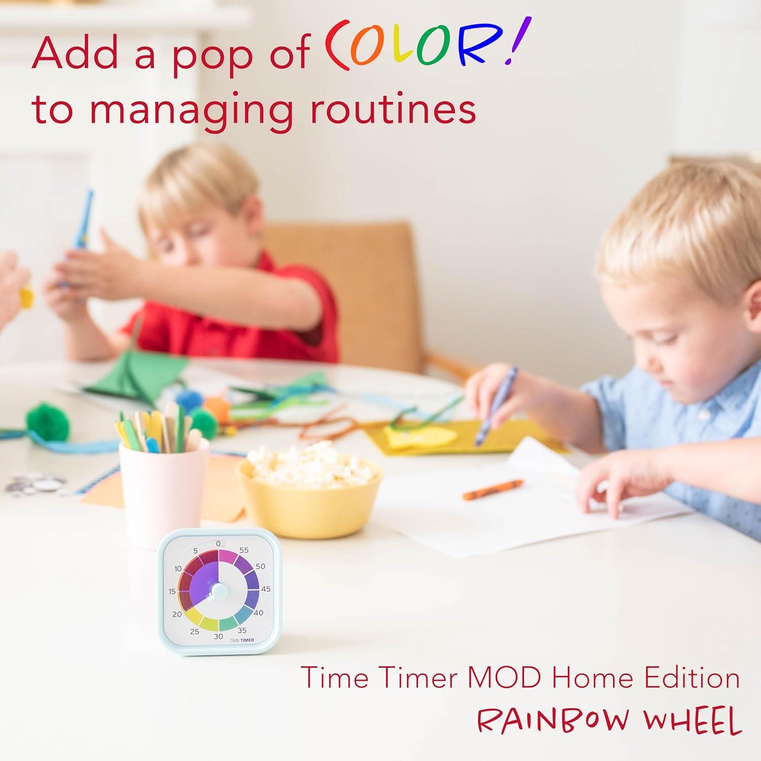 image:imageTime Timer MOD Home Edition Rainbow Wheel Individual Sized 60 Minute Visual Countdown Timer with 5 Minute Color Segments for Kids Toddlers Students with Silent Operation Multicolor60min Timer