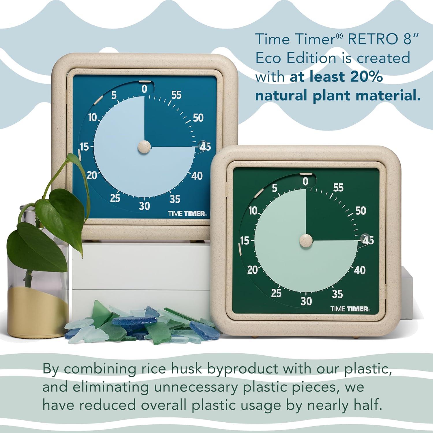 image:imageTime Timer Retro 8 inch Eco Edition Visual Timer 60 Minute Desk Countdown Clock Made with at Least 20 Natural Plant Material Green LandGreen