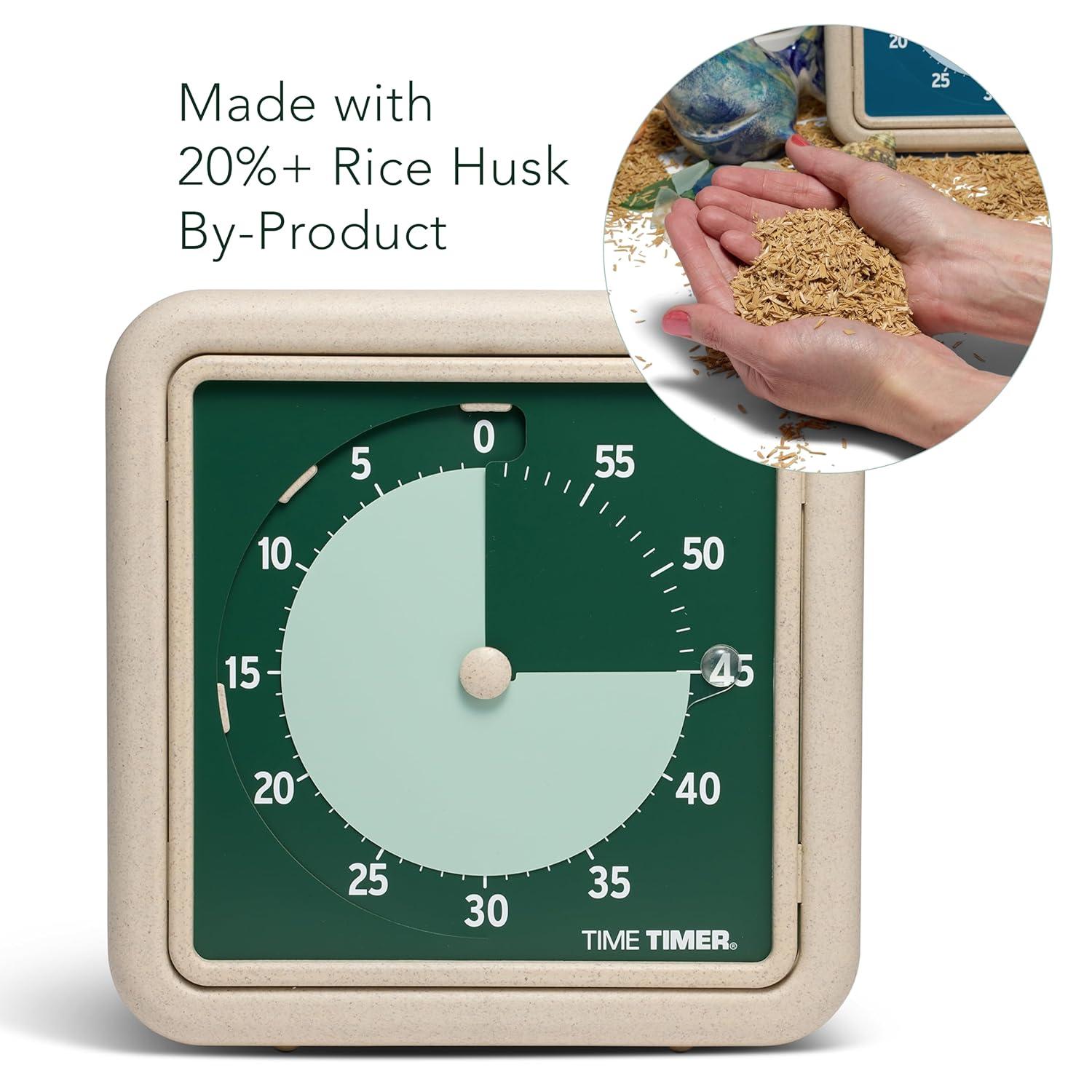image:imageTime Timer Retro 8 inch Eco Edition Visual Timer 60 Minute Desk Countdown Clock Made with at Least 20 Natural Plant Material Green LandGreen