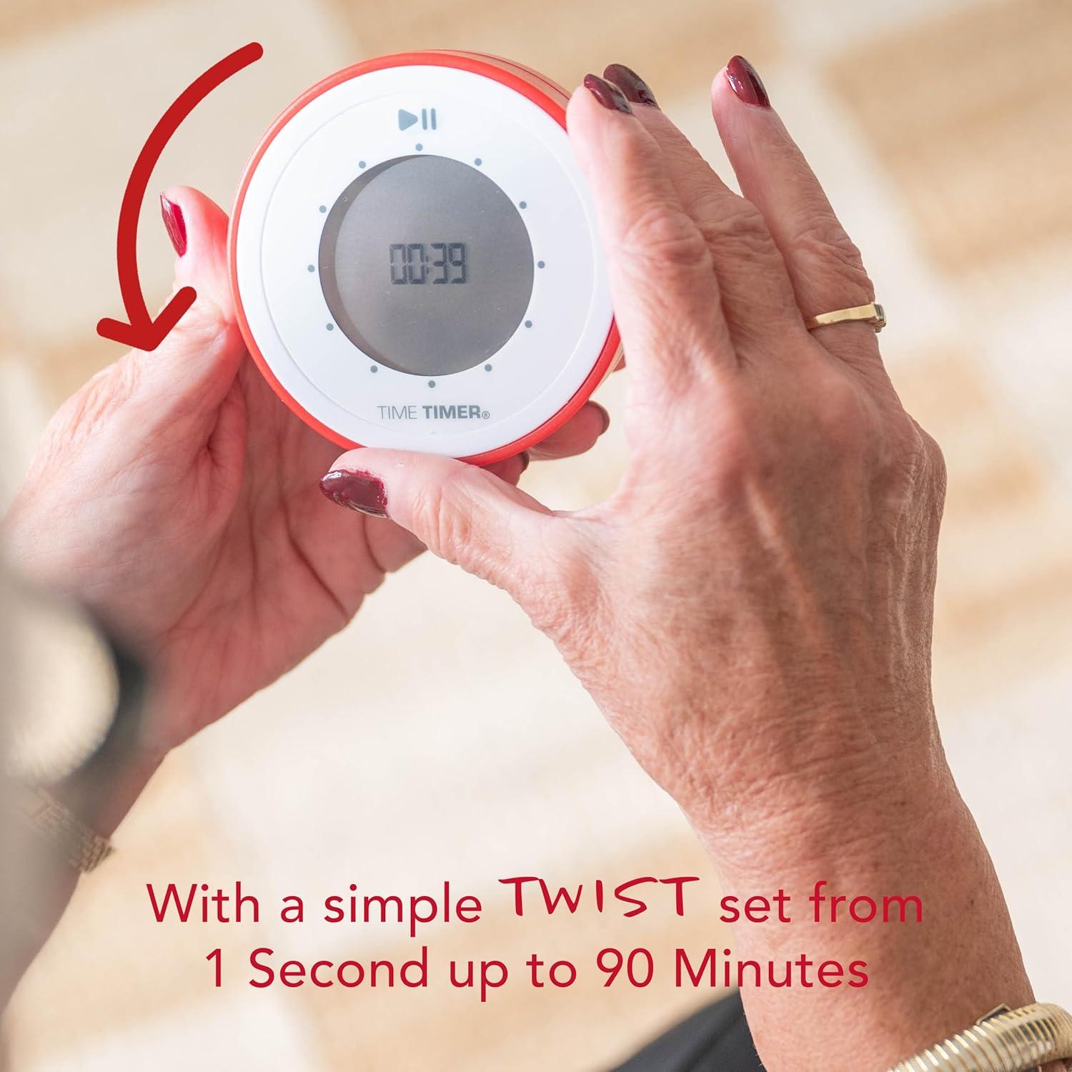 image:imageTime Timer Twist Updated 90Minute Digital Visual Countdown Clock Magnetic with Kickstand for Kids Classroom Learning Study Tool Teachers Desk Exercise and Kitchen Timer Red