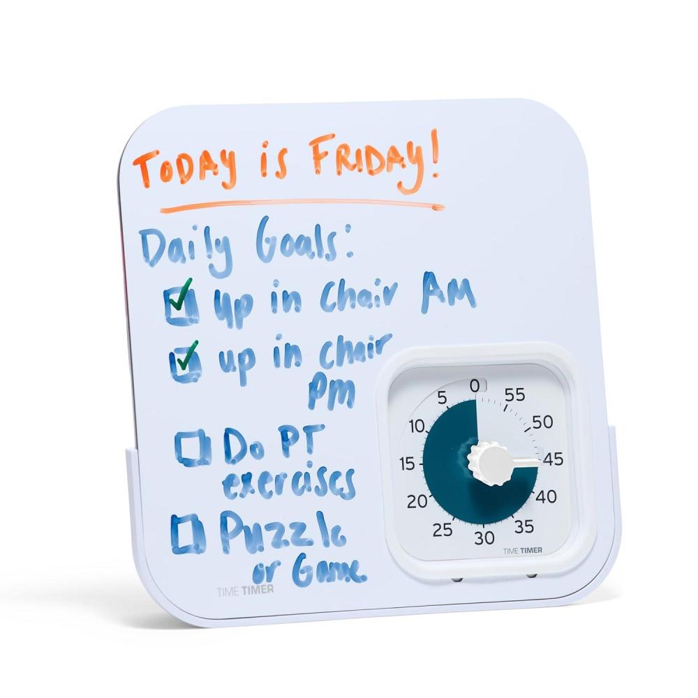 image:imagePRO Applied Personal 60Minute Visual Countdown Timer ProfessionalGrade Timer for Therapy Rehab Medication Reminders amp Memory Care Calming Blue Disk Large Numbers Adjustable AlertWhite W Dry Erase