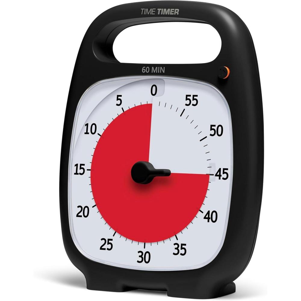 image:imageTIME TIMER Plus 60 Minute Desk Visual Timer Countdown Timer with Portable Handle for Classroom Office Homeschooling Study Tool with Silent Operation Charcoal60 Minute Gray